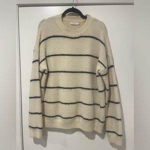 One Good Reason Cream and Black Striped Oversized Sweater